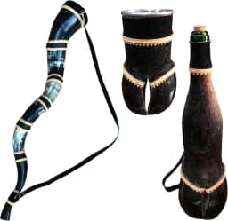 Kit Copo Pé De Bezerro + Berrante 5 Chifres Grande+ Garrafa