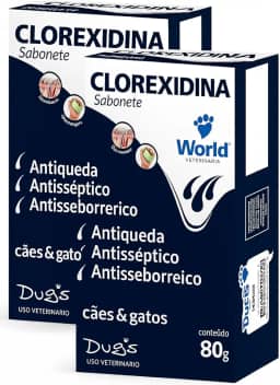 Kit 2 Sabonete Veterinário com Clorexidina 2% – Cuide da Pele do seu Pet com Carinho e Proteção 80g Antisséptico para Cães e Gatos – World Veterinária