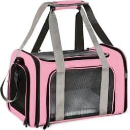 Bolsa de Transporte para Pet com Ventilação, 42 x 26 x 27 cm, Portátil para Avião, Ônibus e Carro, Com Ventilação nos 4 Lados, Premium (Rosa)