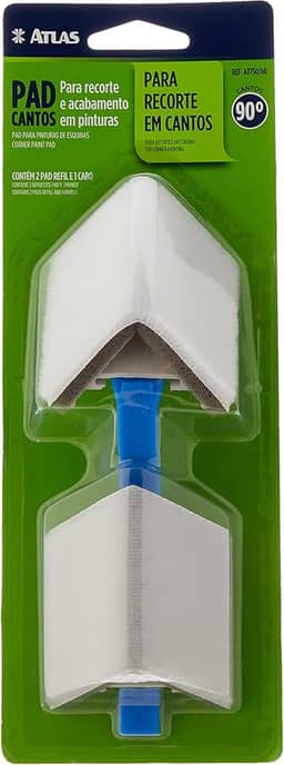 Atlas - PAD Flocado com Cabo para Pintura de Recortes em Cantos de Parede, Cor Azul