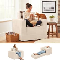 Welnow Sofá-cama dobrável com otomano, cama conversível 2 em 1 futon para adultos, sofá-cama dobrável com encosto para sala de estar, quarto ou dormitório, bege