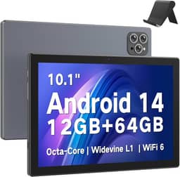 Tablet Android de 10 polegadas, tablets Android 15 2025 para adultos, Octa-Core, 12 GB de RAM, 64 GB de armazenamento (expansão de 2 TB), tablets grandes com tela sensível ao toque com bateria