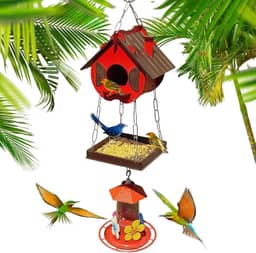 Casinha De Passarinhos Comedouro Bebedouro Para Beija-flores Livres (Vermelho)
