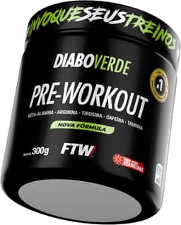 FTW Pré-Treino Diabo Verde em Pó com Cafeína, Aminoácidos Beta‑Alanina e Arginina para Treinos e Atividades Físicas - Pote 300 g (Frutas Vermelhas)