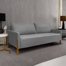 Sofá Elegance 2 Lugares 1,40m Linho Cinza Escuro Clean Moderno Recepção Consultório