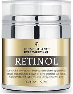 First Botany Creme Facial Hidratante Com Retinol Coreano, E Pescoço Antienvelhecimento Bakuchiol, Ácido Hialurônico Niacinamida, Fabricado Na Coreia, Livre De Crueldade, 50 Ml