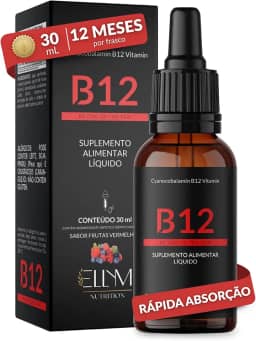 Vitamina B12 Sublingual em Gotas ELLYM NUTRITION Sabor Frutas Vermelhas Auxilia no Funcionamento do Sistema Imune e Metabolismo Energético (30 mL)