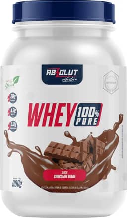 Absolut Nutrition, Whey 100% Pure, 21 gramas de proteína, adoçado com stevia, Mono Sabor, Sabor chocolate belga, Pote, 900 gramas