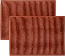 Kit com 2 Tapetes de Banheiro Microfibra Macarrão Bolinha Popcorn 40x60cm — Antiderrapante, Super Macio, Absorvente, Lavável (Terracota)