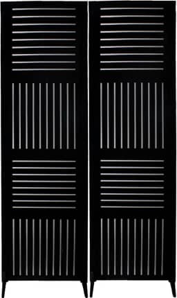 2 Biombo Pintado Divisoria Separador de Ambiente MDF Com Pés Preto ou Branco (Horizontal Vertical, Preto)