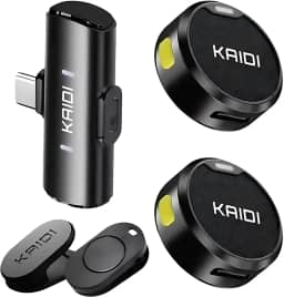 Kit com 2 Microfones de Lapela Sem Fio com Redução de Ruído – Compatível com iPhone 15/16, Android e USB Tipo C – Ideal para Gravação, Entrevistas, Podcast, YouTube e TikTok – Compacto e Portátil