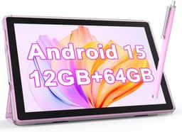 NOVOJOY Tablet Android de 10 polegadas com capa e tablet Stylus com porta USB Tablet Android 15 2.0GHZ 2MP + 8MP câmera dupla 6000mAh 12GB RAM (4 GB + 8 GB de expansão) + 64 GB ROM 5Gwifi6 Tablets