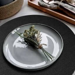 8 Jogo Americano Redondo Juta Preto - Impermeável Pvc