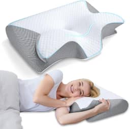 Travesseiro Cervical Ortopédico de Espuma de Memória – Ergonômico para Alívio da Dor no Pescoço e Costas – Suporte para Dormir de Lado, Costas e Estômago