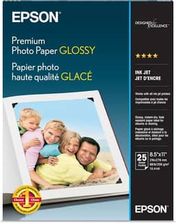 Epson Papel fotográfico premium brilhante (21 x 28 cm, 25 folhas) (S042183), branco