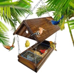 Comedouro Tratador Pássaros Livres Casinha De Passarinho Madeira