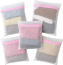 Kit 5 Sacos de Lavar Roupas Delicadas para Maquina de Lavar, Malha Protetora, 30x40 cm, Branco