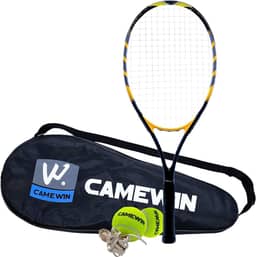Kit Raquete de Tênis Amarelo 26 Polegadas Camewin Fibra de Carbono com Estojo + 2 Bolinhas de Tênis