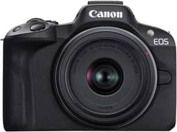 Canon A câmera sem espelho EOS R50 RF-S18-45 mm F4.5-6.3 é um kit de lentes STM, sensor CMOS de 24,2 megapixels (APS-C), vídeo 4K, câmera híbrida, foto e vídeo, vlogging, criador de conteúdo, montagem