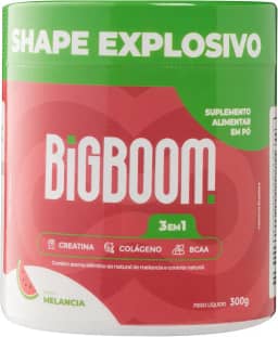 Creatina - BIGBOOM - 100% Pura 300G. A única 3 em 1 | Colágeno, BCAA + Creatina Monohidratada - para mulheres, crescimento de glúteos, crescimento muscular, aumento de energia, auxílio cognitivo e Colágeno.