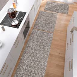 Kit 3 Peças Tapete de Cozinha Antiderrapante Passadeira Capacho Rústico Mesclado Marrom/Caramelo Jacquard