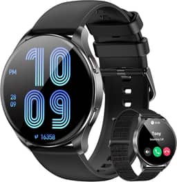 Smartwatch AMOLED 1.43"- Relógio Inteligente com Chamadas Bluetooth, 130+ Esportes, IP68，2 Pulseiras (Preto) - Unissex iOS/Android
