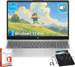 HP Laptop empresarial com tela sensível ao toque HD de 15,6 polegadas - Intel i3-1215U, 16 GB de RAM, SSD de 1 TB, gráficos Intel UHD, teclado numérico, câmera HD 720p, Wi-Fi 6E, Windows 11 Pro, com