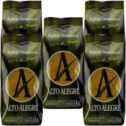 Açúcar Demerara 5kg (5x1kg) – Natural, Levemente Dourado e Ideal para Cafés, Sucos e Receitas Saudáveis