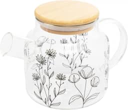 WOLFF - Chaleira de Vidro Borossilicato com Tampa de Bambu Flor 600ml