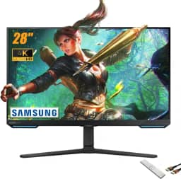 Samsung Monitor de jogos Odyssey Série G7 28 polegadas UHD (3840 x 2160) | Alto-falantes embutidos | HDR 400 144Hz 1ms | G-Sync e FreeSync Premium Pro Compatível | Wi-Fi 5 | Smart TV | Inclui controle