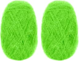 CAMAL Fio de poliéster para panos de prato para suprimentos de crochê, fio de tricô colorido brilhante para panos de prato, artesanato DIY, 2 pacotes 109 jardas por novelo (verde brilhante)