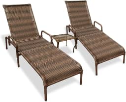 Kit 2 Cadeiras Espreguiçadeira Catar com Mesa De Centro (Argila)