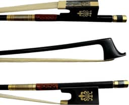 Arco Violino 4/4 Fibra Carbono Liso Profissional Premium Gold Talão Ébano