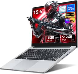 Laptop, laptop para jogos AMD Ryzen 5 7430U, laptop de 15,6 polegadas com 16 GB de RAM 512 GB SSD, AMD Radeon Lap top, laptops com teclado retroiluminado, bateria de 55,2 Wh, Tipo-C, HDMI, Win