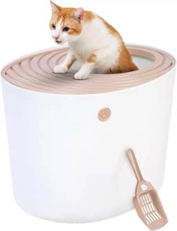 IRIS USA (586962) Caixa de areia para gatos de entrada superior com colher de areia para gatos, branco e bege punt-530, grande