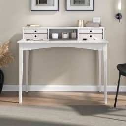 IDIMEX Escrivaninha para Quarto Retro Madeira Macica com 4 Gavetas 1 Nicho Milano Branco 110cm