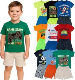 Kit 3 Conjunto Verão Infantil Para Meninos Masculino Crianças (1 a 8 Anos)