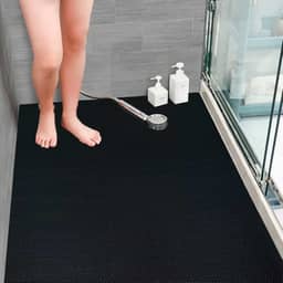 Tapete Antiderrapante Para Banheiro, Chuveiro, Box, Piscina, Áreas Molhadas (Onda Preto, 0,60 X 1,20)