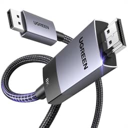 UGREEN Cabo DisplayPort para HDMI 8K@60Hz 4K @240Hz Active DP 1.4 para HDMI 2.1 Cabo unidirecional HDR, Dolby, HDCP2.3, DSC1.2a, 32,4Gbps trançado 3,3FT compatível com monitor, Dell, HP, HDTV, AMD