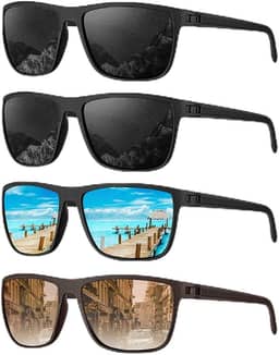 Óculos de sol polarizados masculinos, polarizados para dirigir, pescar, golfe, pacote com 4