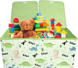 Bau De Brinquedos Caixa Organizadora Montável Estampado Estruturada 60x40 Ideal Para Quarto Infantil (VERDE)