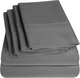 Lençóis Queen Size Cinza - 6 peças 1500 Supreme Collection Fine Brushed Microfiber Deep Pocket Queen Jogo de cama - 2 fronhas extras, ótimo custo-benefício - Queen, cinza