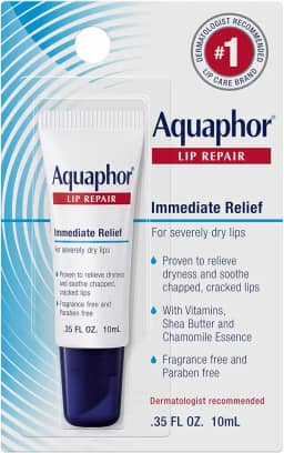 Aquaphor Pomada reparadora labial - Umidade de longa duração para acalmar lábios secos e rachados - Tubo de 1,035 ml