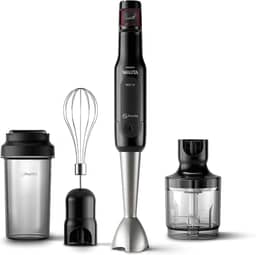 Philips Walita Preto e Inox Mixer Pro - Mix 4 em 1 - SpeedTouch com guia de velocidade - Copo para viagem - Fácil de limpar - 400W - 220V (RI2622/70)