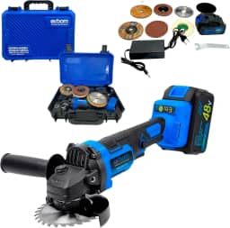 Esmerilhadeira Lixadeira Angular Recarregável 48V com 2 Baterias, Potência Profissional e Alta Eficiência