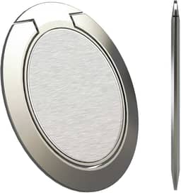 Suporte de anel para celular mais fino do mundo, Attom Tech ultra fino suporte para suporte magnético para carro - compatível com iPhone X 8 7 Plus 6S 6 5s 5 SE, Galaxy S8 S7 S6 Edge, Note 8 5, Silver-Grey