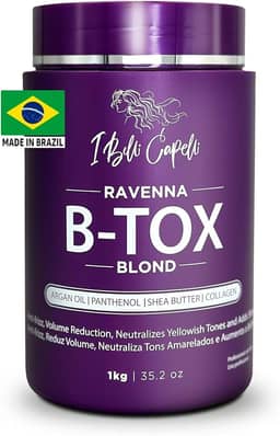 I Belli Capelli Ravenna B-tox Capilar para Cabelos Loiros, 1kg (35.2 oz) – Sem Formol, Antifrizz, Alinhamento Capilar, Hidratação Profunda e Ação Umectante, com Óleo de Argan, Queratina e Pantenol.