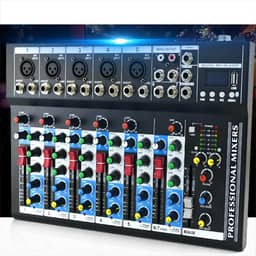 VEDO Mixer de Áudio Profissional 7 Canais VDA107L com Bluetooth, Entrada USB, Efeitos Digitais, Phantom Power +48V para Podcast, DJ, Gravação e Transmissão Ao Vivo - Mesa de Som Compacta 127/220V