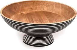 Tigela de salada de madeira de manga para misturar ou jogar para pão, frutas, salada ou pipoca (30 x 30 x 12 cm)