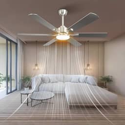 Ventilador de Teto Silencioso com Controle Remoto, 52 polegadas, LED 24W 3 Cores, Motor BLDC 6 Velocidades e Função Reversa, 110V/220V, Design Moderno para Sala e Quarto